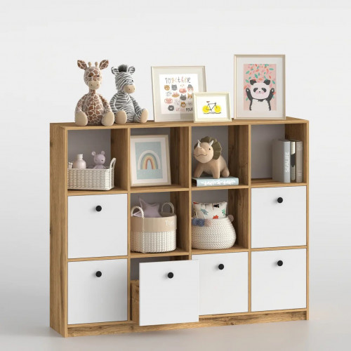 Стеллаж детский 126х160х35 см с шухлядами KOD- ШК-ящ-детский (белый фасад)