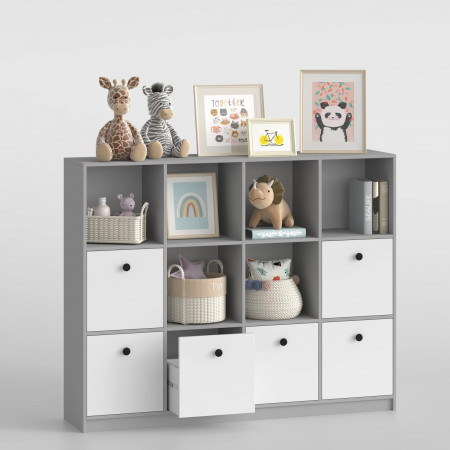 Стеллаж детский 126х160х35 см с шухлядами KOD- ШК-ящ-детский (белый фасад)