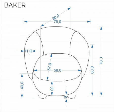 Кресло для отдыха HALMAR BAKER кремовый