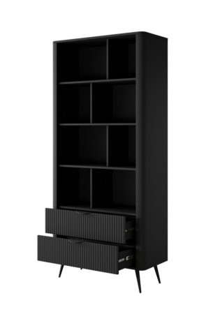 Стенка Perfect Home Ланте / Lante: Стеллаж 2S + Тумба TV 2D/163 Черный
