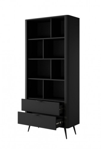 Стенка Perfect Home Ланте / Lante: Стеллаж 2S + Тумба TV 2D/163 Черный
