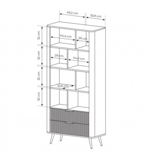 Стенка Perfect Home Ланте / Lante: Стеллаж 2S + Тумба TV 2D/163 Черный
