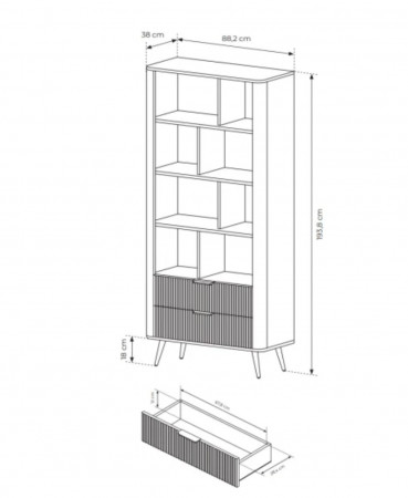 Стенка Perfect Home Ланте / Lante: Стеллаж 2S + Тумба TV 2D/163 Черный
