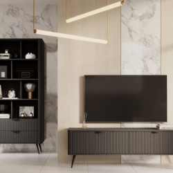 Стенка Perfect Home Ланте / Lante: Стеллаж 2S + Тумба TV 2D/163 Черный