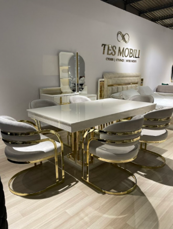 Обеденный стол Art-Deco EXI- Осло 180/220/х100х77 крем+золото
