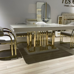 Обеденный стол Art-Deco EXI- Осло 180/220/х100х77 крем+золото