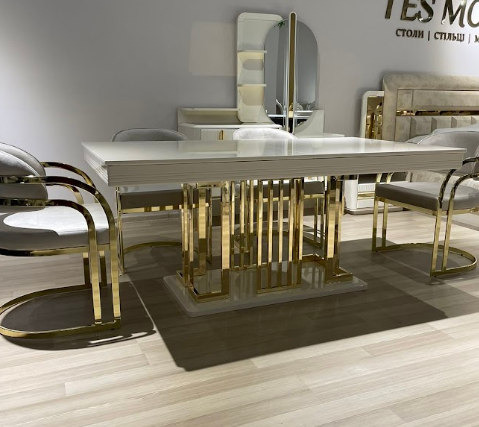 Обеденный стол Art-Deco EXI- Осло 180/220/х100х77 крем+золото