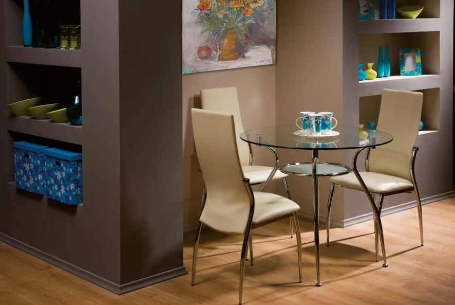 SIGNAL PL- Стол стеклянный круглый Finezja A (серебро)