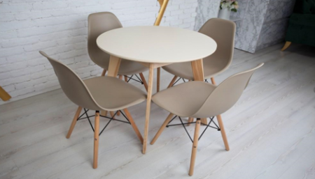 Стол круглый кухонный (дерево, МДФ, HPL) Ont-  Густаво 75 Бежевый