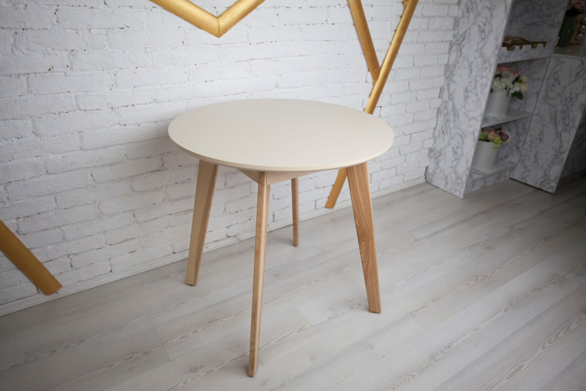 Стол круглый кухонный (дерево, МДФ, HPL) Ont-  Густаво 75 Бежевый