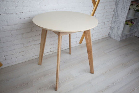 Стол круглый кухонный (дерево, МДФ, HPL) Ont-  Густаво 75 Бежевый