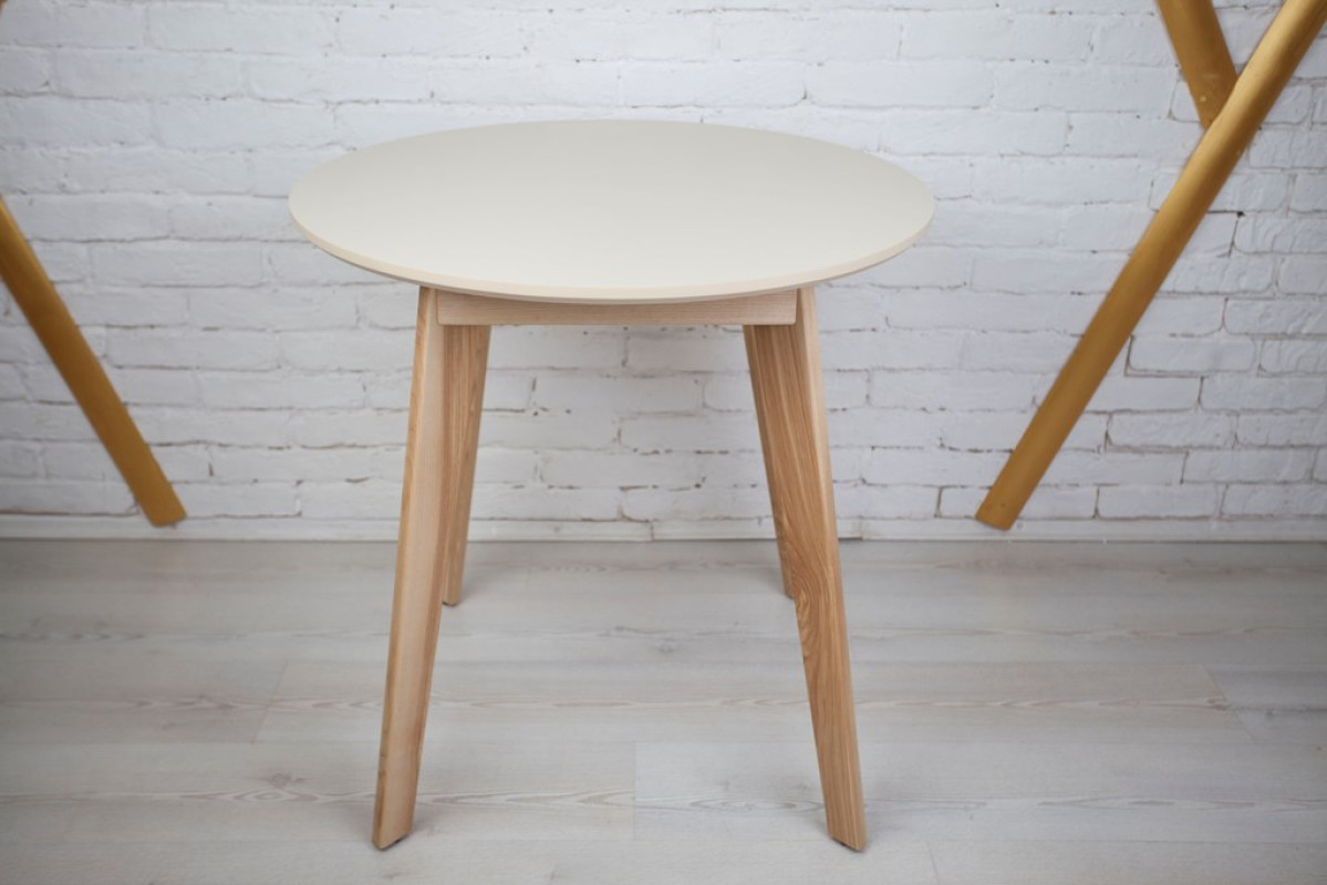 Стол круглый кухонный (дерево, МДФ, HPL) Ont-  Густаво 75 Бежевый