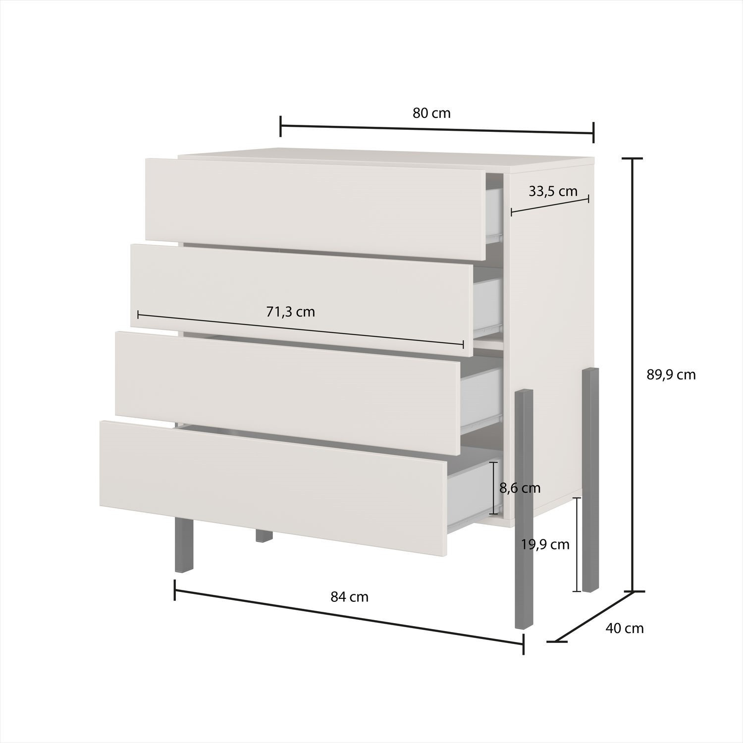 Комод на 4 ящика Helvetia JUKON S 24KSND27 (кашемир/черный)