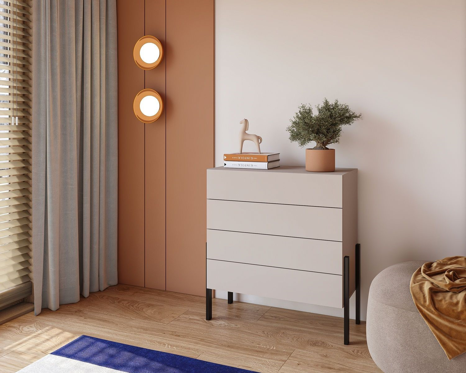 Комод на 4 ящика Helvetia JUKON S 24KSND27 (кашемир/черный)