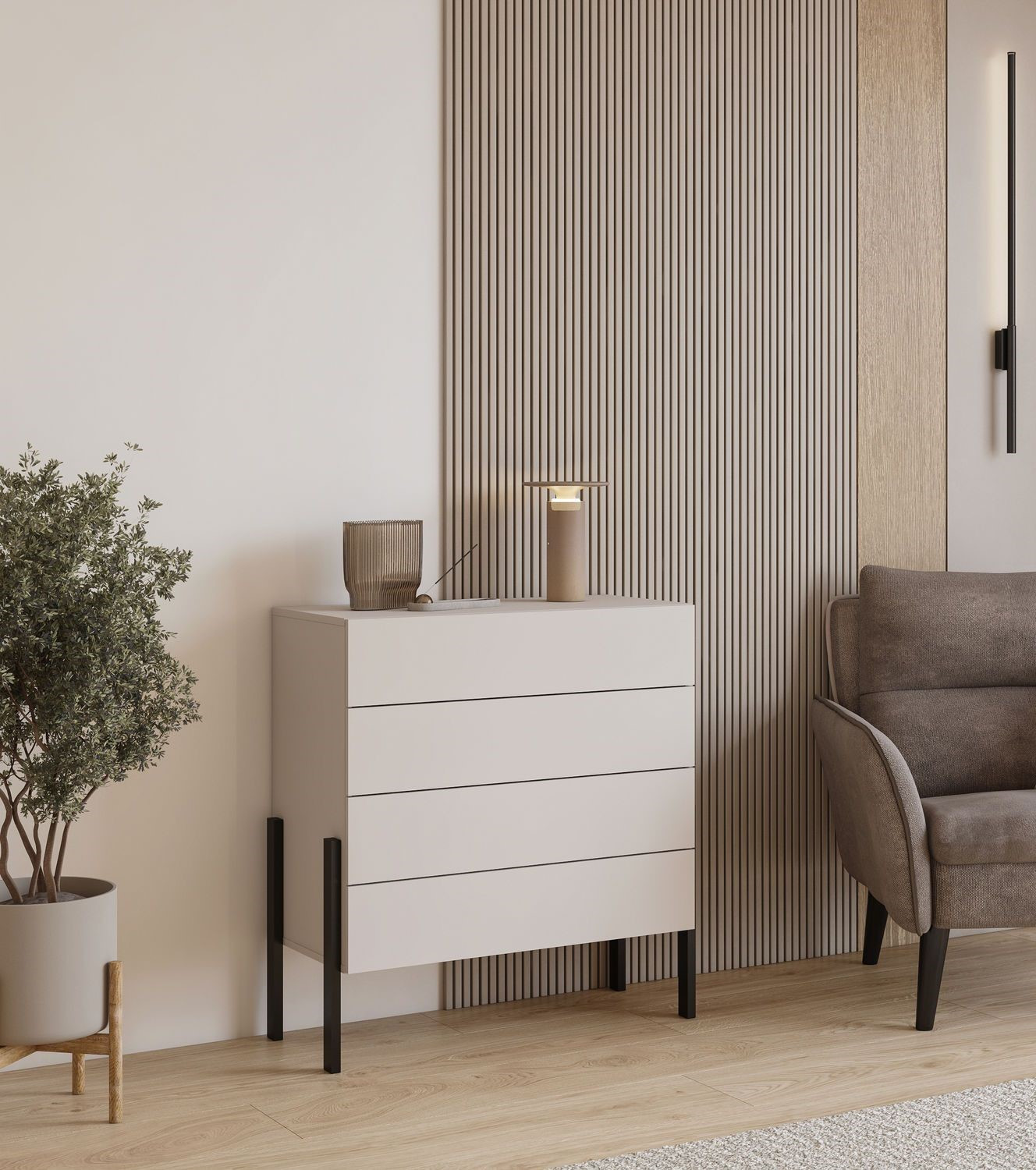 Комод на 4 ящика Helvetia JUKON S 24KSND27 (кашемир/черный)