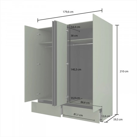 Шкаф на 4 двери с 2 ящиками  Helvetia CROSS S 24CWMY20 (конго-черный)