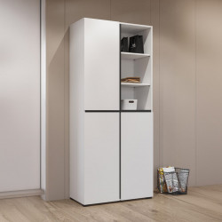 Шкаф на 3 двери в прихожую Helvetia CROSS 249WMY88 (белый-черный)