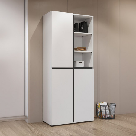 Шкаф на 3 двери в прихожую Helvetia CROSS 249WMY88 (белый-черный)