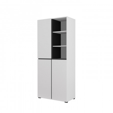 Шкаф на 3 двери в прихожую Helvetia CROSS 249WMY88 (белый-черный)