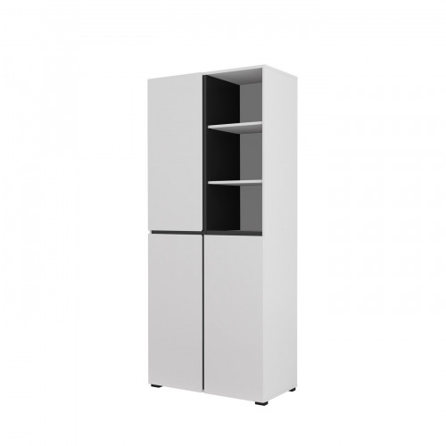 Шкаф на 3 двери в прихожую Helvetia CROSS 249WMY88 (белый-черный)