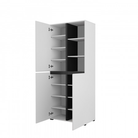 Шкаф на 3 двери в прихожую Helvetia CROSS 249WMY88 (белый-черный)