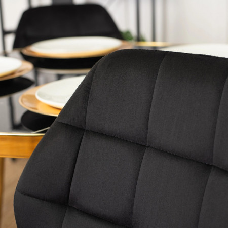 Стул обеденный MEBEL ELITE Lucky (черный велюр, золотые ножки)