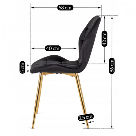 Стул обеденный MEBEL ELITE Lucky (черный велюр, золотые ножки)