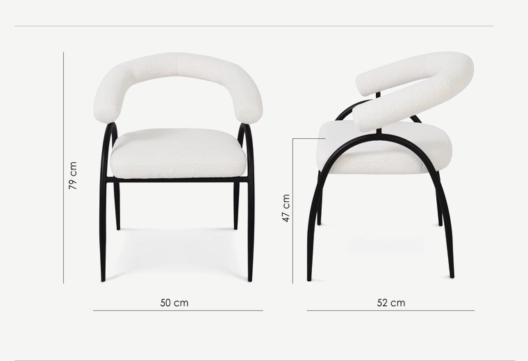 Стул обеденный с подлокотниками CRV- Lumen Teddy white black basey 