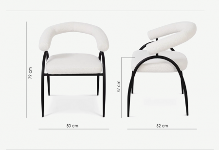 Стул обеденный с подлокотниками CRV- Lumen Teddy white black basey 