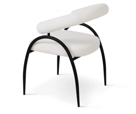 Стул обеденный с подлокотниками CRV- Lumen Teddy white black basey 