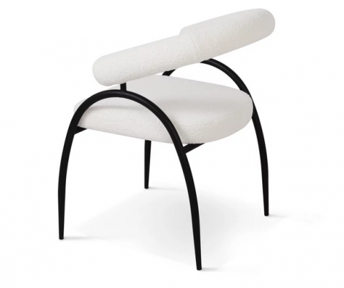 Стул обеденный с подлокотниками CRV- Lumen Teddy white black basey 