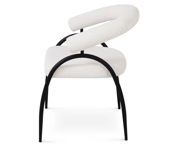 Стул обеденный с подлокотниками CRV- Lumen Teddy white black basey 