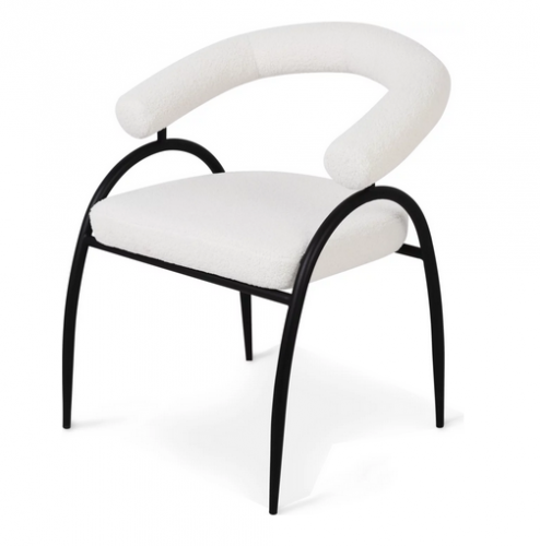 Стул обеденный с подлокотниками CRV- Lumen Teddy white black basey 