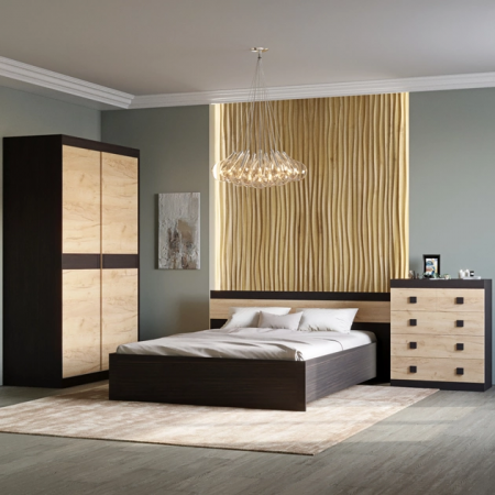 Спальня (модульная) EVR- Соната-7 венге + фасад крафт золотой