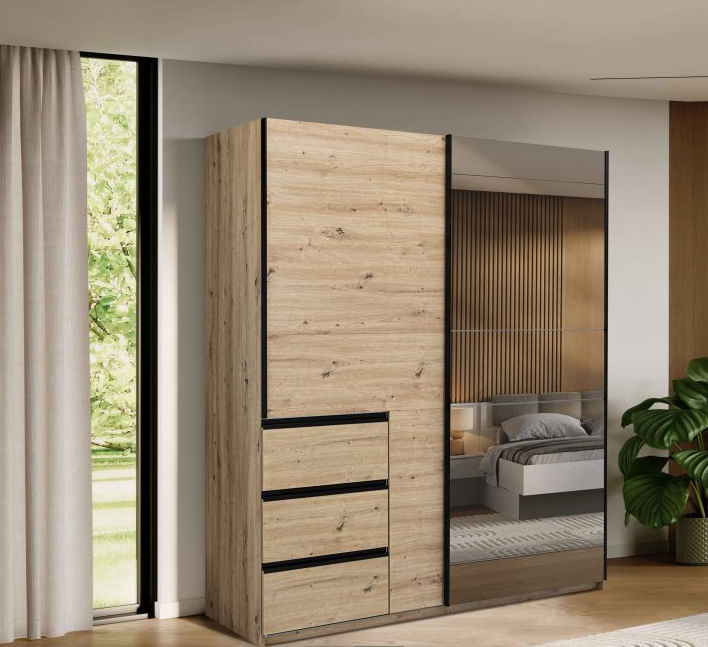 Шкаф - купе MRK- TEDDY 2.15х2,1 м Дуб Артизан / Зеркало 