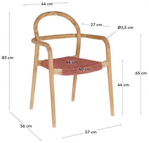 Стул Kave Home SHERYL CC5078J86 (бежевый/розовый)
