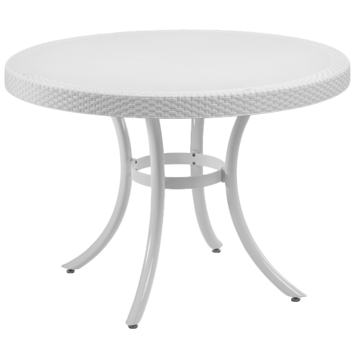 Стол обеденный TYA- Osaka Пластик, Ножки-алюминий, Слон.кость d=110