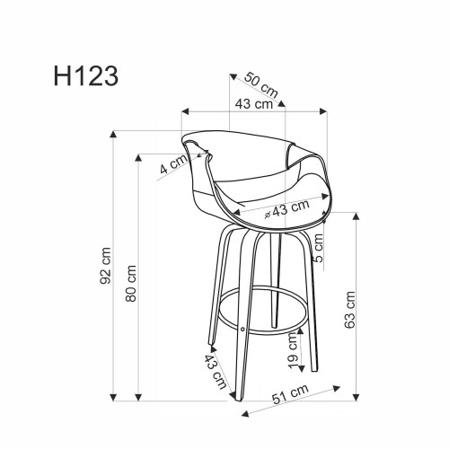 Стул барный HALMAR H-123 (черный+орех, серый+орех)