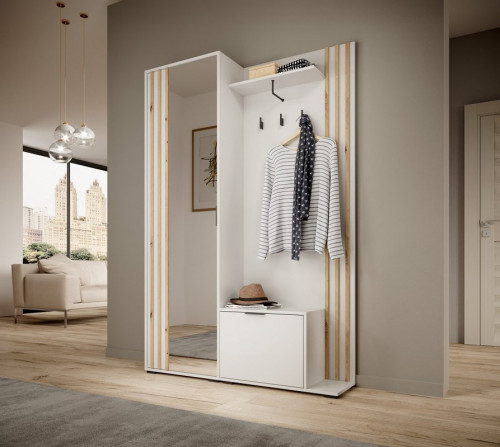 Прихожая с зеркалом Perfect Home Нелли / Nelly 2-дверная Белый/дуб артизан