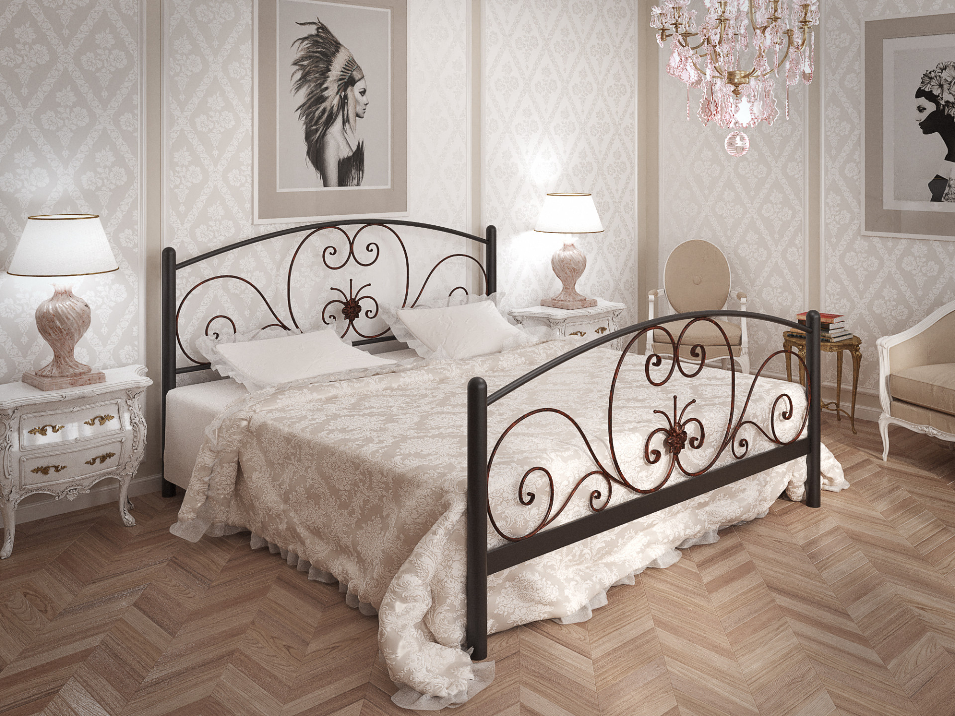 Кровать из металла TNR- Нимфея 190/200Х140/160/180 см