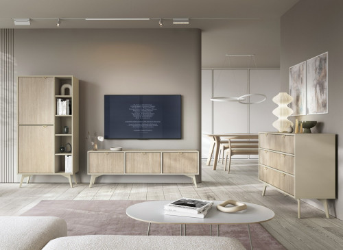 Стеллаж Perfect Home Форест / Forest RG80 2-дверный Беж песочный/ель сканди