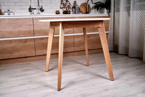 Стол круглый кухонный (дерево, МДФ, HPL) Ont- Густаво 90 Белый