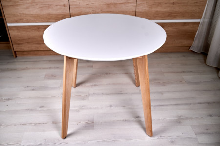 Стол круглый кухонный (дерево, МДФ, HPL) Ont- Густаво 90 Белый