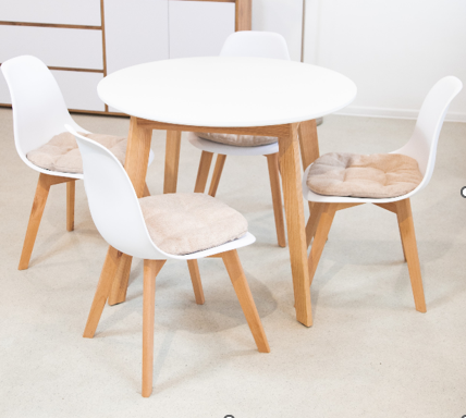 Стол круглый кухонный (дерево, МДФ, HPL) Ont- Густаво 90 Белый