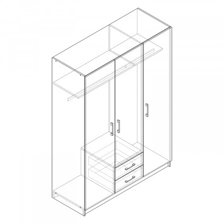 IDEA Шкаф 3-дверный ESO 61530 орех/белый