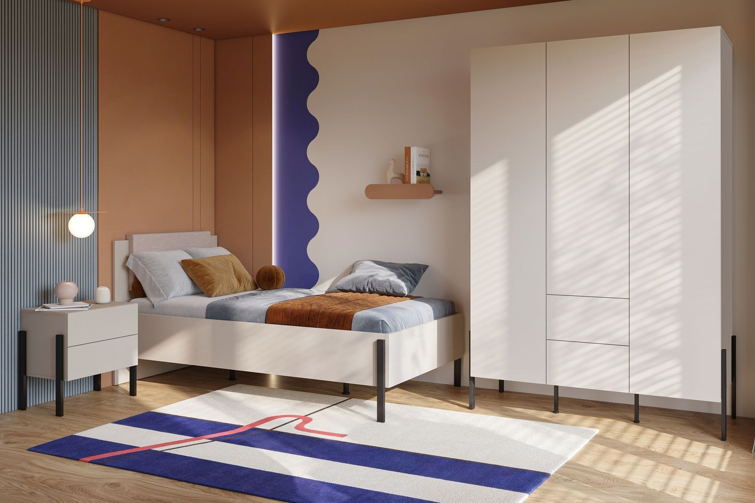 Кровать двуспальная Helvetia JUKON S (кашемир/черный)