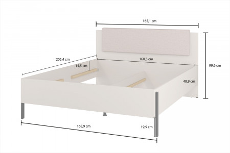 Кровать двуспальная с подголовником Helvetia JUKON S (кашемир/черный)
