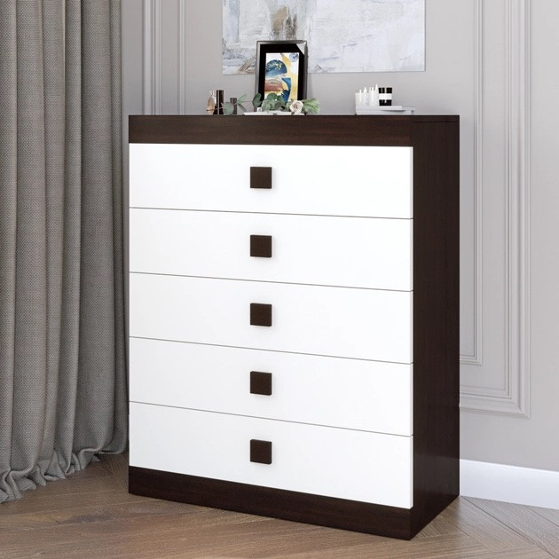 Высокий комод EVR- Соната-2 венге + фасад белый