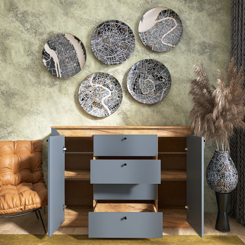 Спальня (модульная) EVR- Нордик-1 дуб крафт золотой + фасад графит