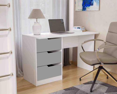 Письменный стол VRN- "Bedroom 3" (корпус белый, фасад серый, графит) 